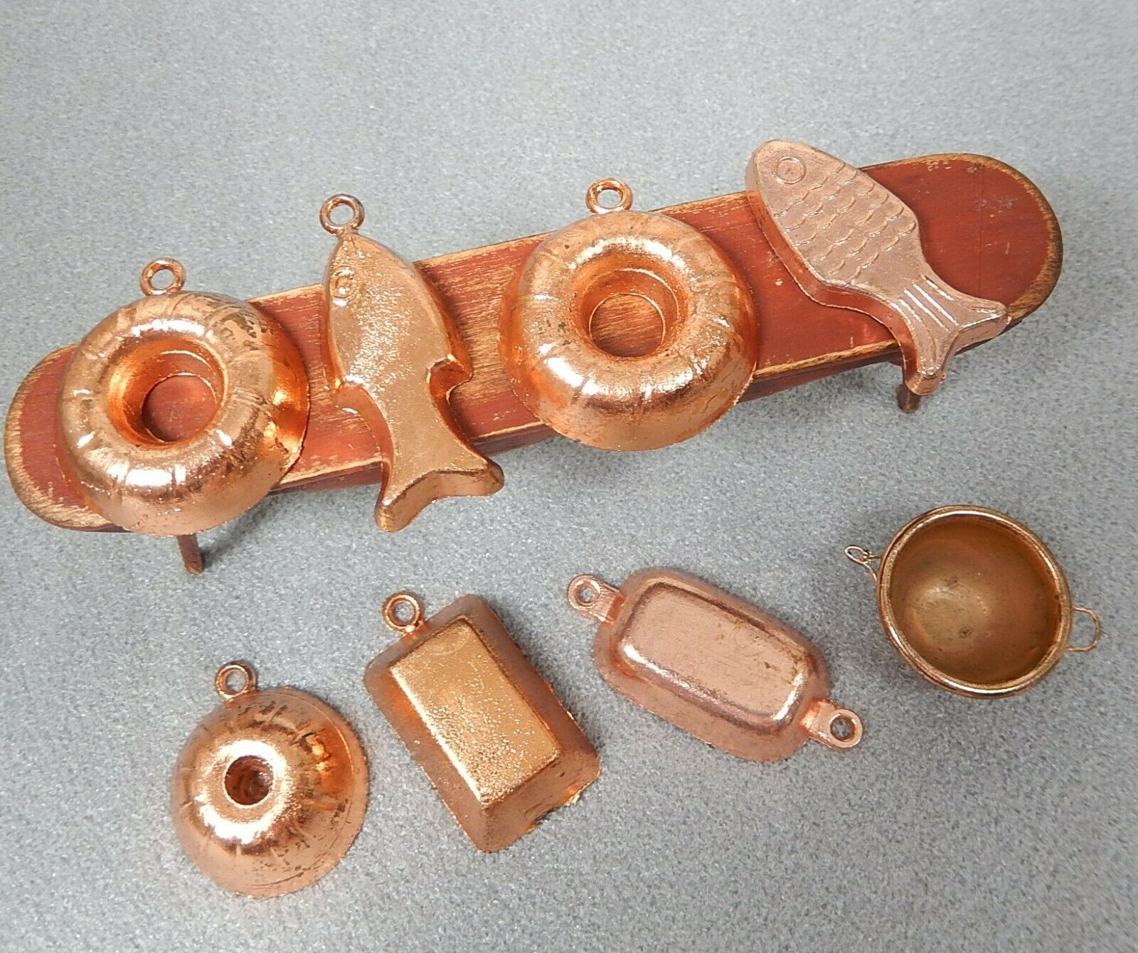 Vintage Copper Jello Molds & Bakeware Lot Artisan Miniature Dollhouse 1:12