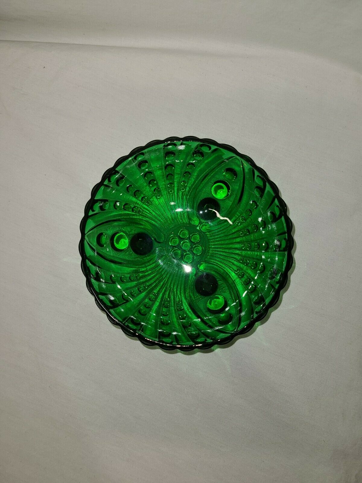 Vintage Hocking Forest Green Berry Bowl Burple Pattern  Depression Glass 4.5"