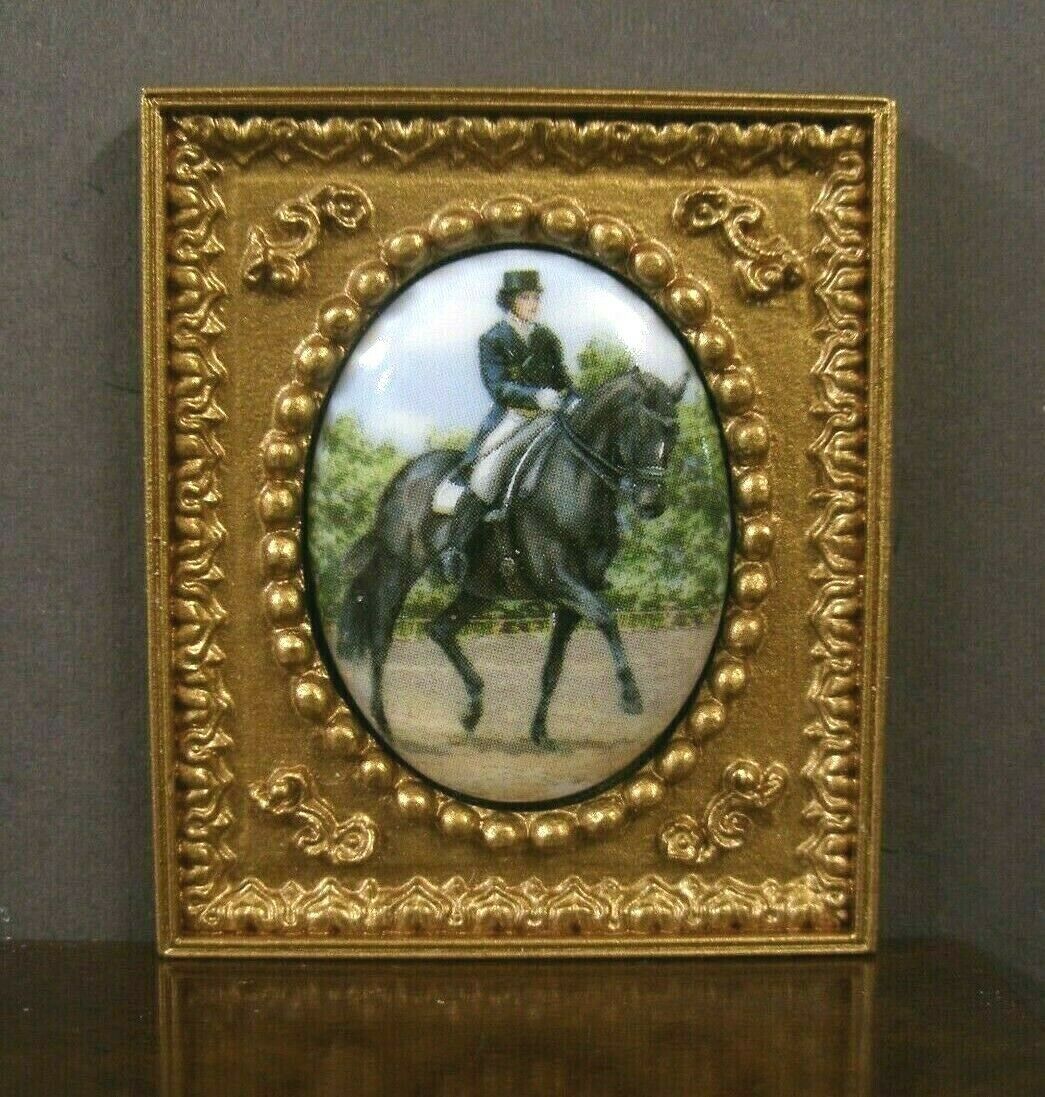 Fired  Porcelain  Picture ~ " Equestrian " ~ Dollhouse ~ 1:12 Scale ~ Artisan